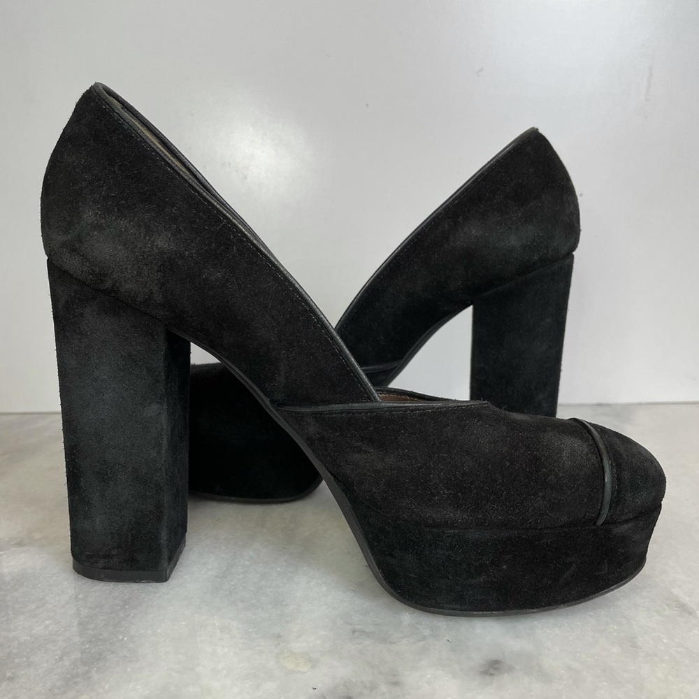 Marni Suede Round Toe Block Heel Platform Pumps - image 3